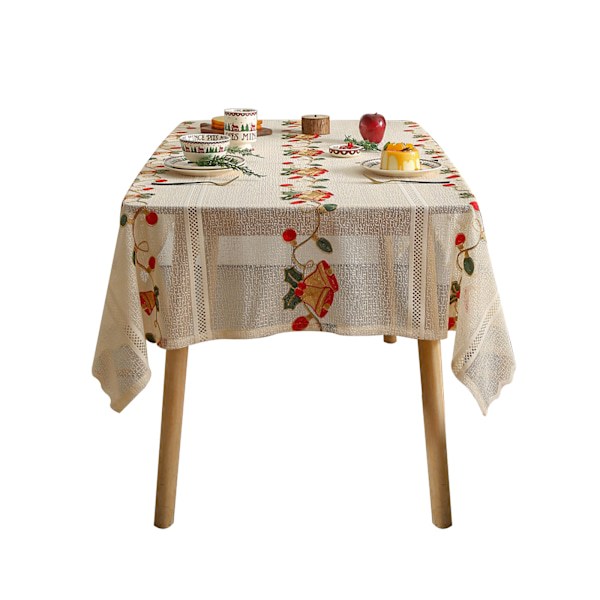 Juleduk med brodert blonder 140x100/140x200/140x240/140x330cm valgfri Vinterfest rektangulær egnet for juledekorasjon 140*180 Bell tablecloth