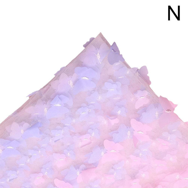3D Fjärils Spets Tyg Gradient Rosa Blå Tulle Tyg Regnbåge Mesh Tyg Pink Purple