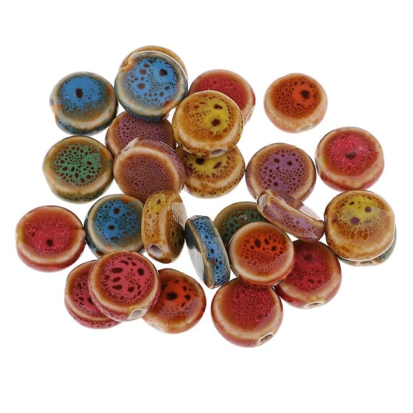 30 stykker runde flade afstandsperler Porcelæn Keramik perle til smykkefremstilling