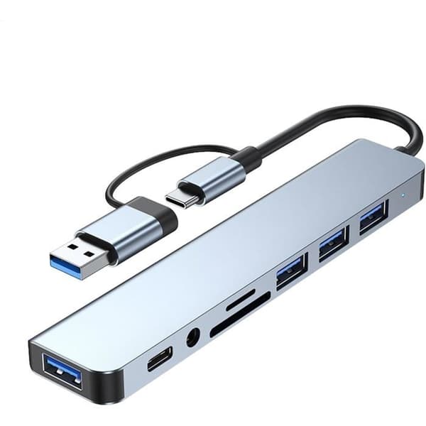 2-porters USB-C dokkingstasjon. Høyhastighets dataoverføring, multifunksjonell laptop-hub