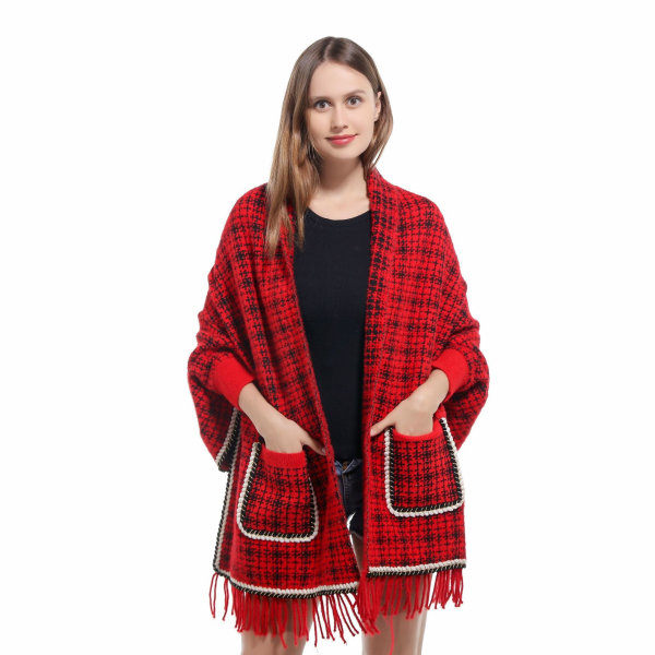 Naisten pieni hajuinen takki, syksy ja talvi, uusi tyyli, ulkokardiganshui red