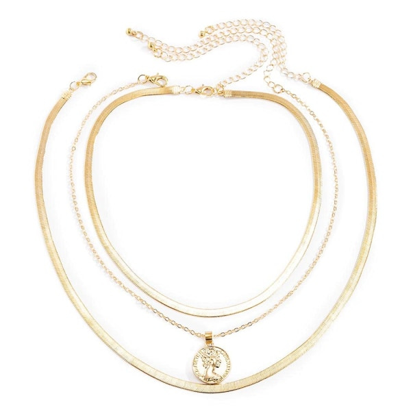 Punk Multilayer Halskæde Stjerne Slange Knogle Link Multilayer Choker Halskæde Lag Papirclips Halskæde Kæde Smykker gold C