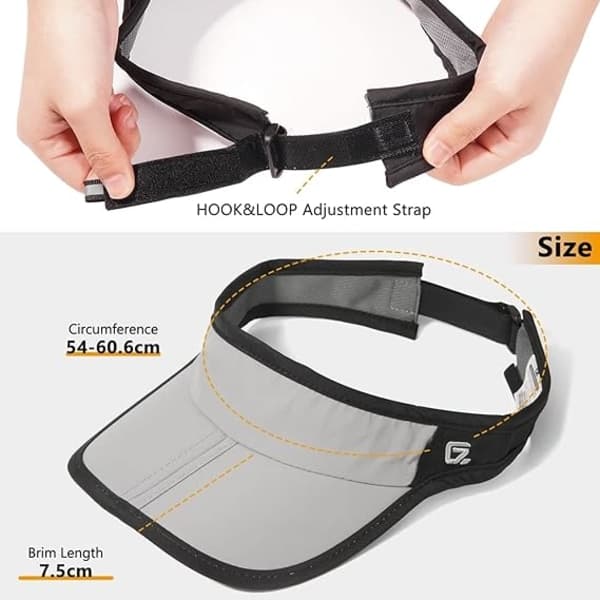 Visor Caps Foldable Brei Lett Hurtigtørkende Stoff Strandhatt for Unisex, Grå