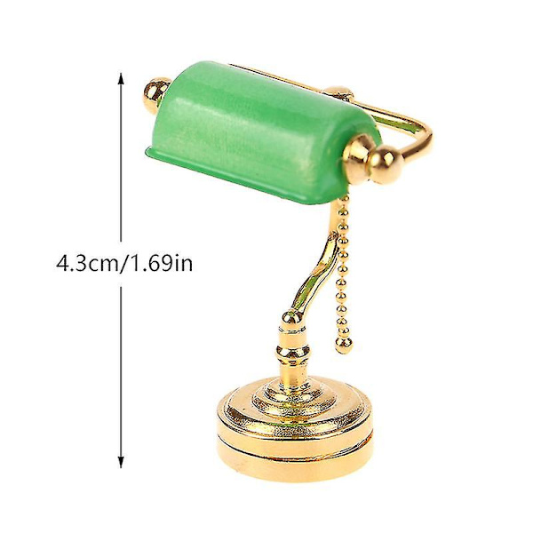 1:12 Dockhus Miniatyr Skrivbordslampa Led Lampa Grön Brevbärare Ljus Möbler Dekor