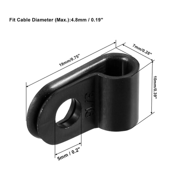 Uxcell Nylon Uc-05 R-typ Kabelklämma Organizer Sladdklämmor för trådhantering Passar 48mm Kabel Dia Svart 30st/lot