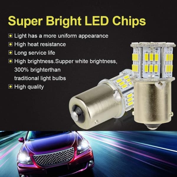 2 stk 1156 BA15S P21W LED-lys 12V 6500K