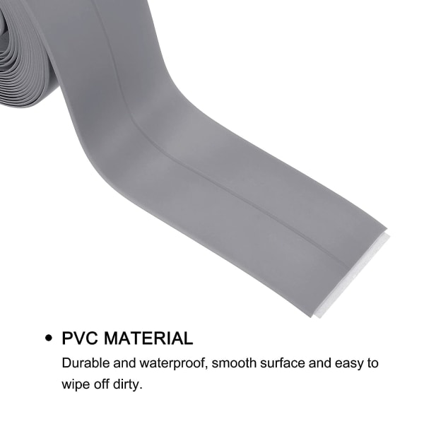 Vedenpitävä Tiivistenauha Itsekiinnittyvä 1,5"L x 10,5'L PVC-tiivisteteippi keittiöön kylpyhuoneeseen Harmaa