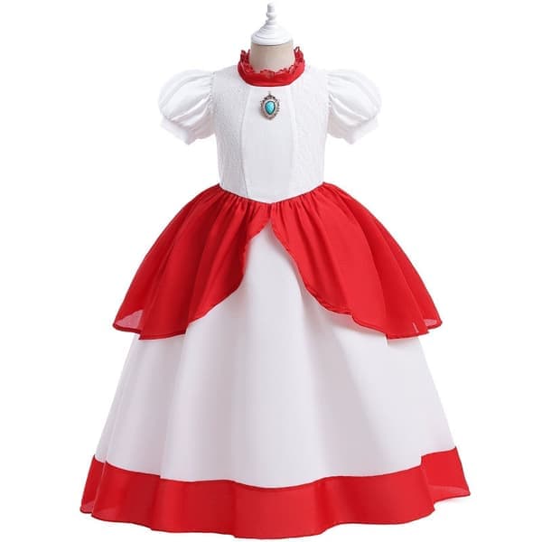 Super Mario Princess Peach-kostym, barnklänning 140 cm 140