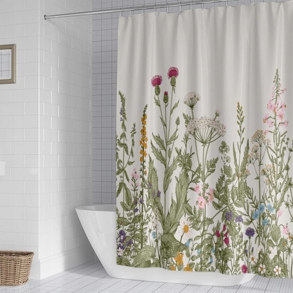 Bruseforhæng med 12 ringe til fastgørelse, 180x200 cm, grønne planter