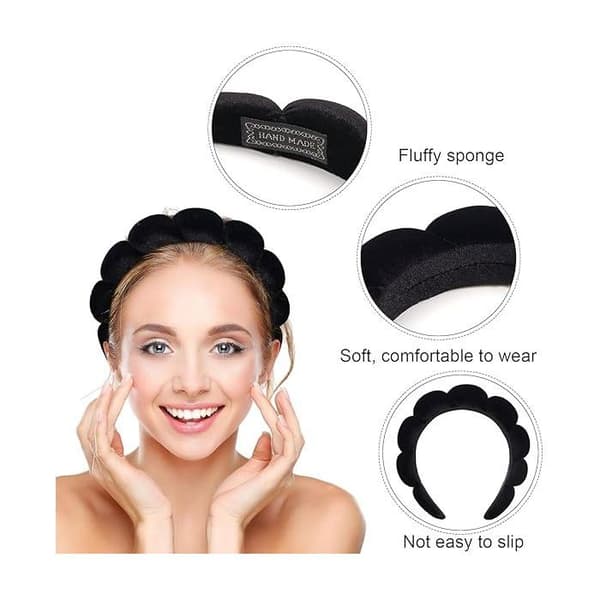 Kvinders svampehårbånd, dækker effektivt hår, velegnet til makeup og hudpleje.