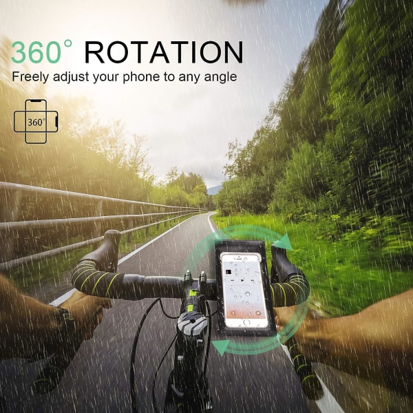 Cykeltelefonfäste Vattentät，Cykelramväska Cykeltelefonhållare Cykelstyrväska Telefonhållarväska för cykel med 360° rotation