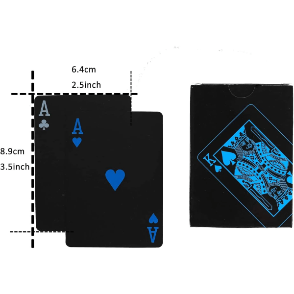 Spillekort Cool Black, 54 ark Profesjonell kortstokk Vanntett plast Standard spillekort Magiske pokerkort for familiefester