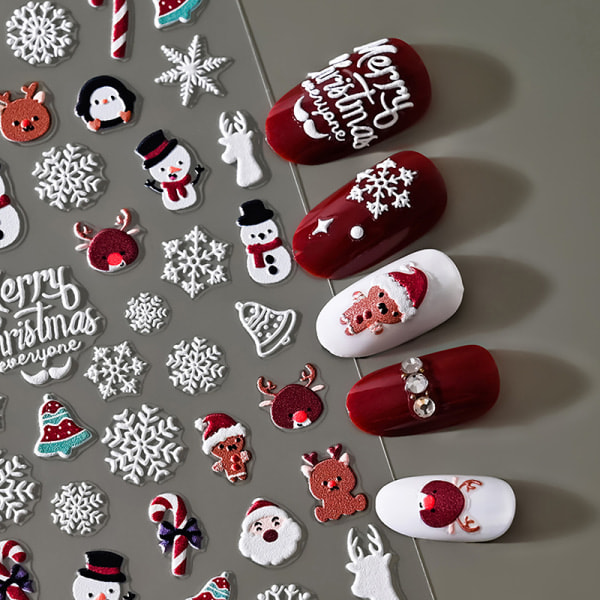 Julnagelkonst 5D Präglad Julnageldekaler Snöflinga Flow F