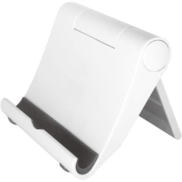 Bærbart hvidt skrivebords telefonstativ, 360° foldbar telefonholder, justerbar smartphoneholder til iPhone og Android-telefoner