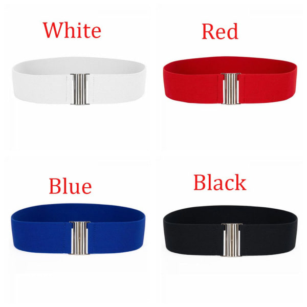 Silver Buckle Bred Stretch Elastisk Korsett Midjebälte Midjeband blue