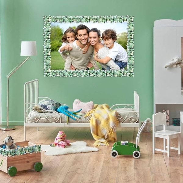 15M Eucalyptus Udskåret Kant Trim Opslagstavle Klasseværelse Kant Trim Eucalyptus Tema Kant Sticker til Fotovæg Opslagstavler Skrivebordsvisning
