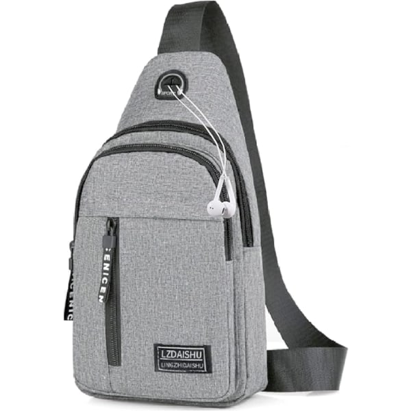 Liten Ryggsekk for Menn Lett Nylon Ryggsekk Sling Anti-tyveri Casual Menn Kvinner Brystveske for Fotturer Sykling Utendørs Reiser Gray