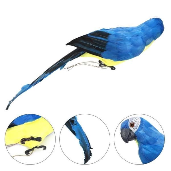 Konstgjord papegoja - Trädgårdsdekoration - 45 cm - Blå - Mossa - Fjäder
