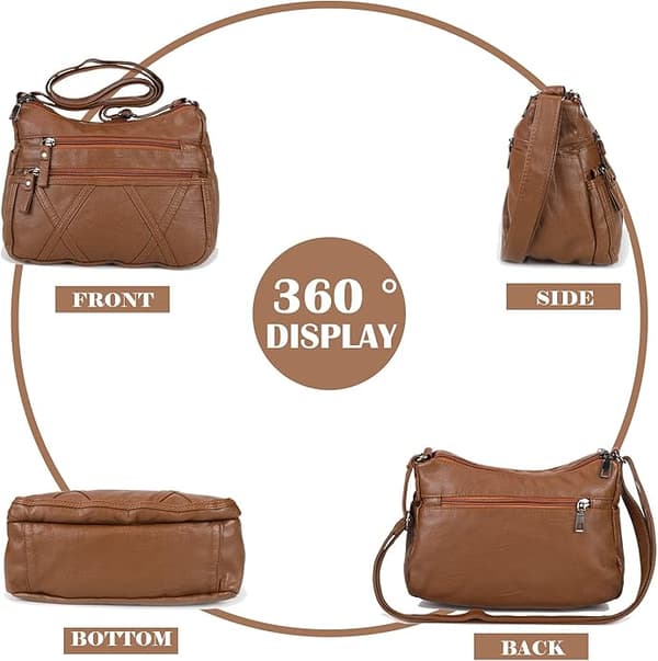 Dam Multi Pocket Casual Crossbody Bag Handväskor och Axelväskor Messenger Bag för Daglig Vattentät (Medium)