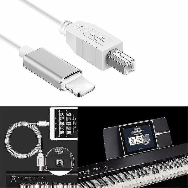 Lightning til Type-b Midi Keyboard Konverter USB 2.0 Kabel til iPhone 7 8 X iPad
