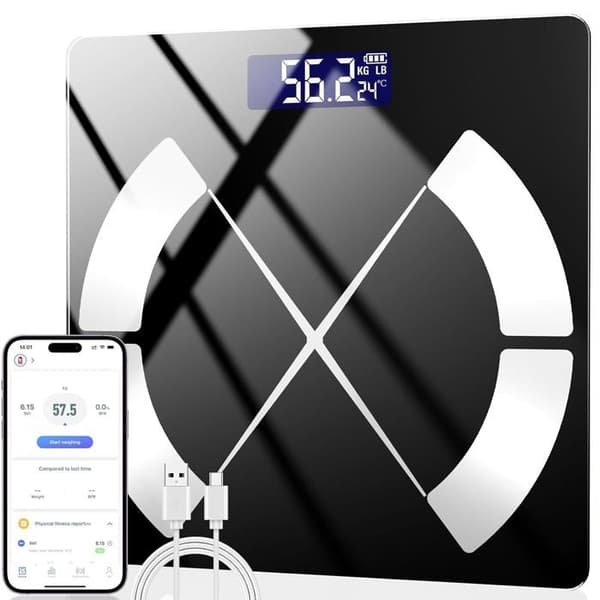 Badrumsvåg, Badrumsvåg App, Bluetooth Våg, BMI, Vikt, Muskelmassa, Vatten, Protein, Benvikt