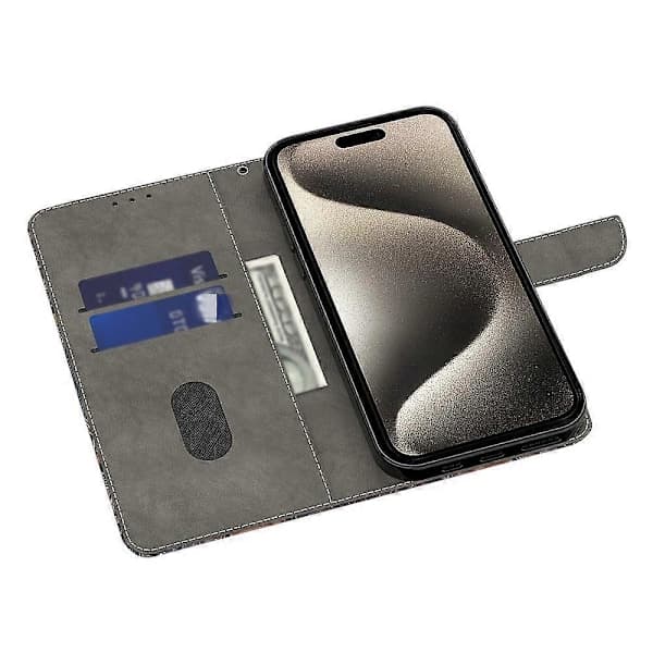 For iPhone 15 Pro Deksel 3D Mønstertrykk Lær Lommebok Deksel