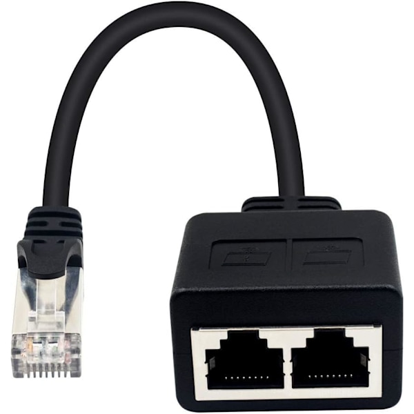 RJ45 nettverkssplitterkabel, RJ45 1 hann til 2 hunn for Ethernet Cat 5/CAT 6 LAN Ethernet-kabelforlenger Surf Online (bruk samtidig (1-par)