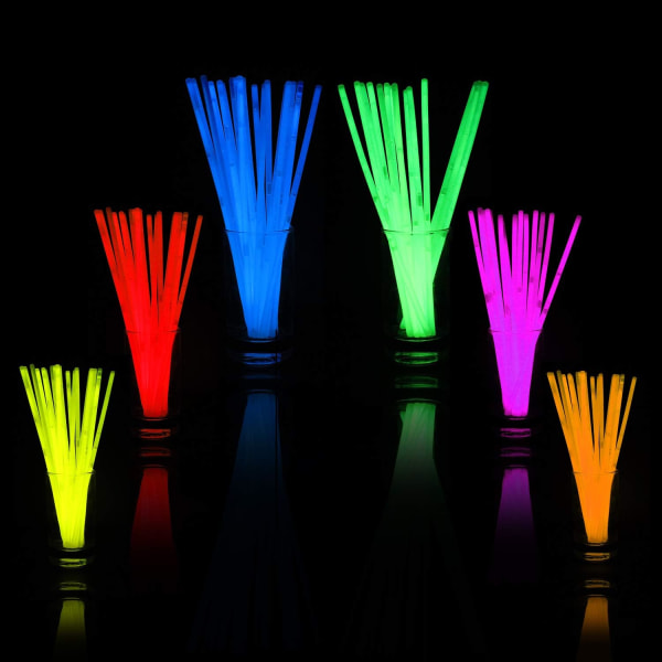 100 kpl Premium Glow Sticks Juhlapakkaus Värilliset Glow In The Dark Light Sticks luomiseen Neon Kaulakoru Hehkuvat Rannekorut Päänauhat Suojalasit Juhlatarvikkeet
