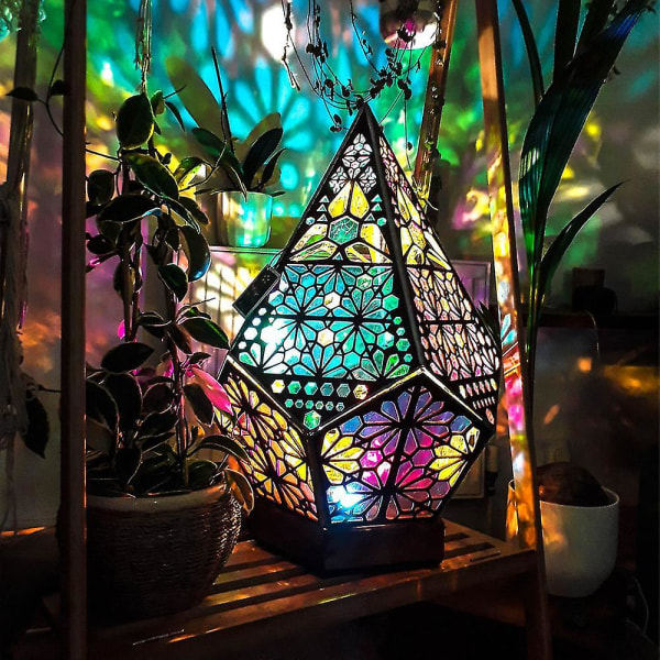 Bohemian Mosaic Starry Sky Floor Projections Lamp Table Bedside Lamp