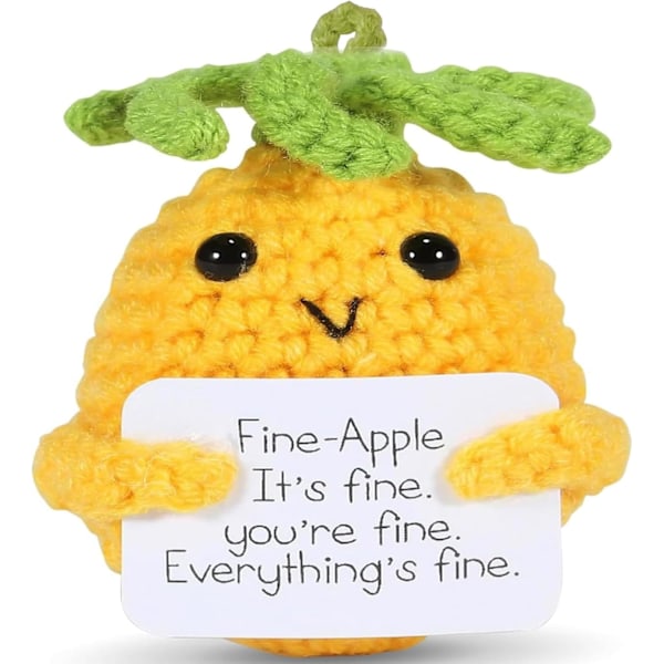 Ananas för emotionellt stöd, Presenter till kvinnor, 8 cm Positiv Ananas Handgjord Söt Stickad Virkad Docka, Lyckobringare, Roliga Avskedspresenter