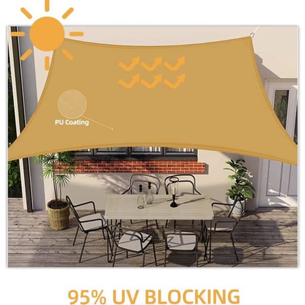 Vanntett solseil 2x3m, rektangulær UV-beskyttende skyggeduk for utendørs hageterrassebalkong