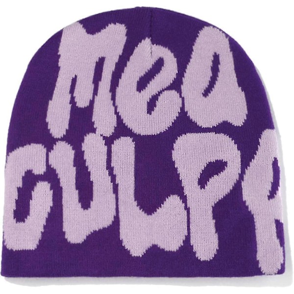 Beanies, bogstaver Print Beanies Mea Y2k Beanies, hat til kvinder mænd, slouchy beanies og strikkede beanies til unisex (sort og hvid) yellow black