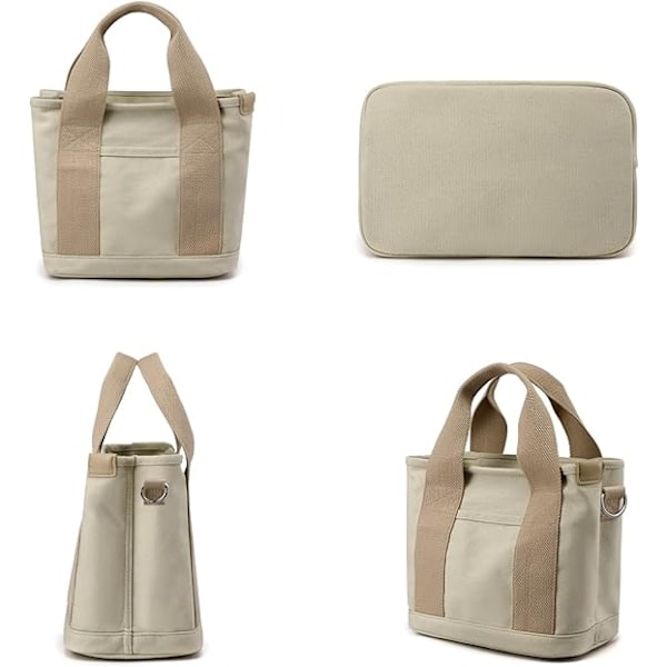 Dam canvas tote väska med flera fickor, snygg axelväska med fack