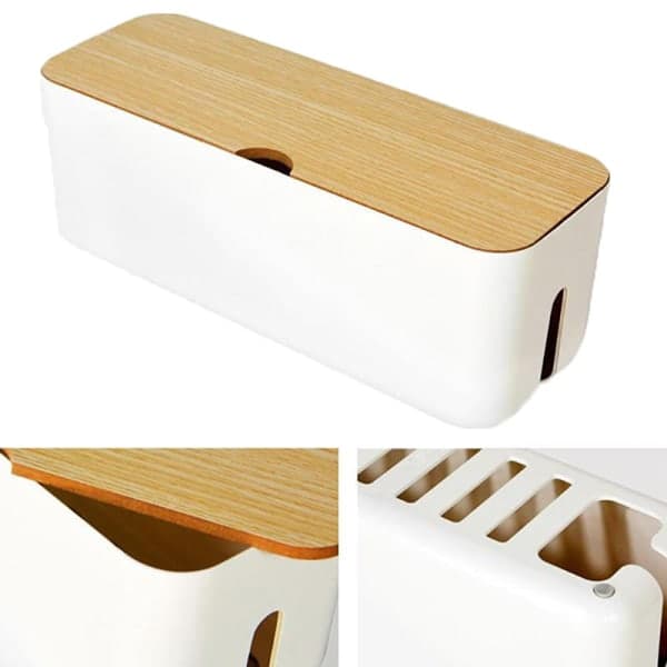Kabelboks Strømskinne Ledningsboks Lader Socket Organizer Linje S Hvit