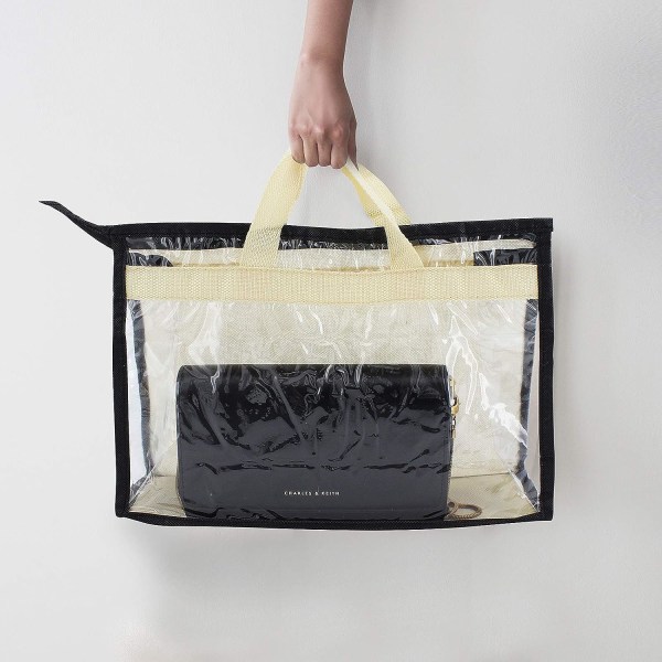 4st handväska cover, genomskinlig handväska dammförvaringspåse för hängande garderob med dragkedja och platsbesparande förvaringsväska