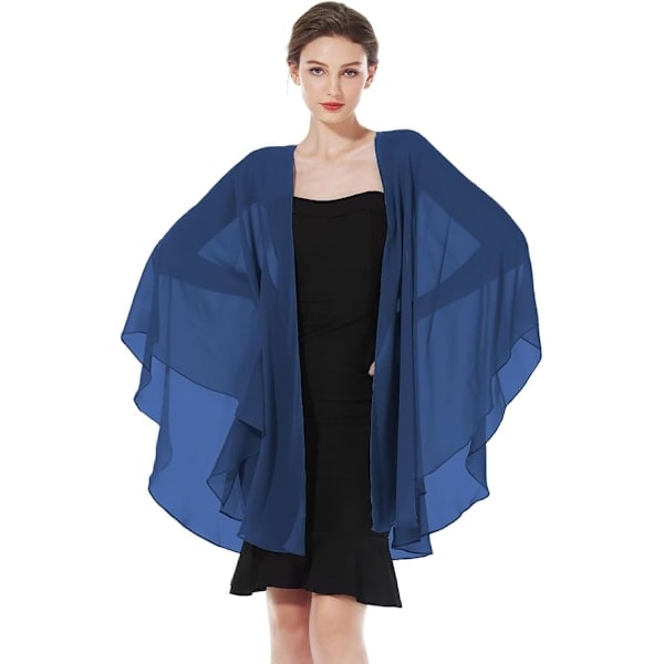Chiffon Skjerf Stola Bolero Dame for Aftenkjole Festlig Bryllup Royal Blue
