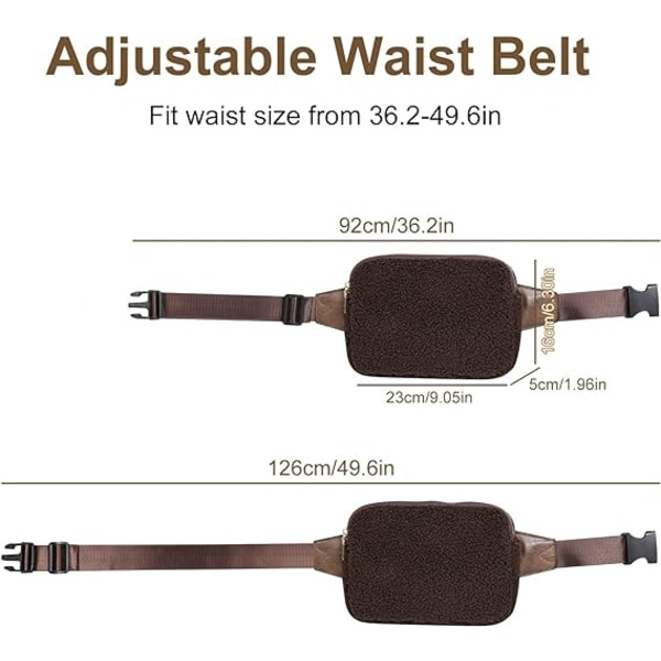 Bumbag för damer, Fanny Pack för kvinnor Svart modeväska för vandring Löpning Promenader dark brown