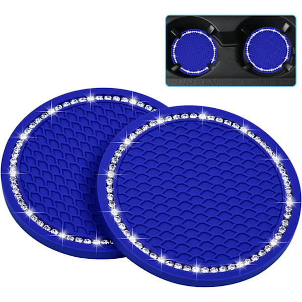 Bling-auton aluslaatat, 2 kpl PVC-auton mukitelineen lisälaite Automaattinen lisäysalusta - Liukumaton yleismaailmallinen ajoneuvon sisätilojen lisävarusteet (2,75 tuuman halkaisija) Musta