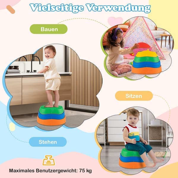 Halkfria balansstenar för barn, flerfärgade, upp till 80 kg