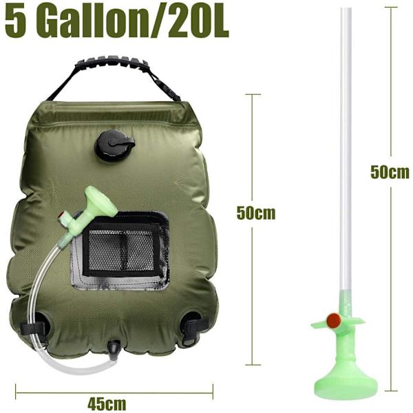 Solbruserpose, 20L Solar Campingbruserpose Solar Opvarmning Vandpose Bærbar Camping Klatrebruserpose
