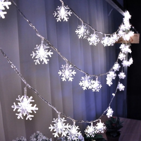 Snowflake LED String Lights Christmas Decorations For Home 2024 Christmas Ornaments Navidad Noel Christmas Gifts New Year 2025 Cold Light 2M 10LED