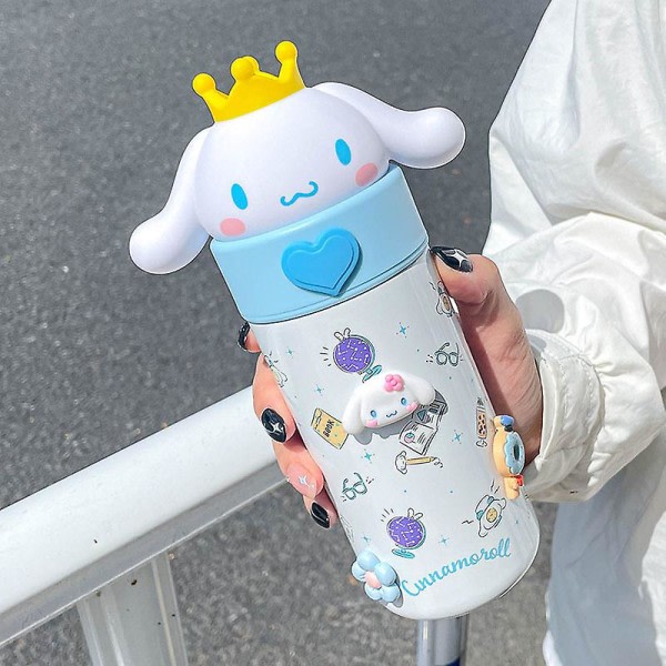 350ml Korean Style Sanrio Thermos Muki Kawaii My Melody Kuromi Sarjakuva Urheilu Vesipullo Kahvikuppi Kids Vesipullo Lahja 28 ML Pompom Purin