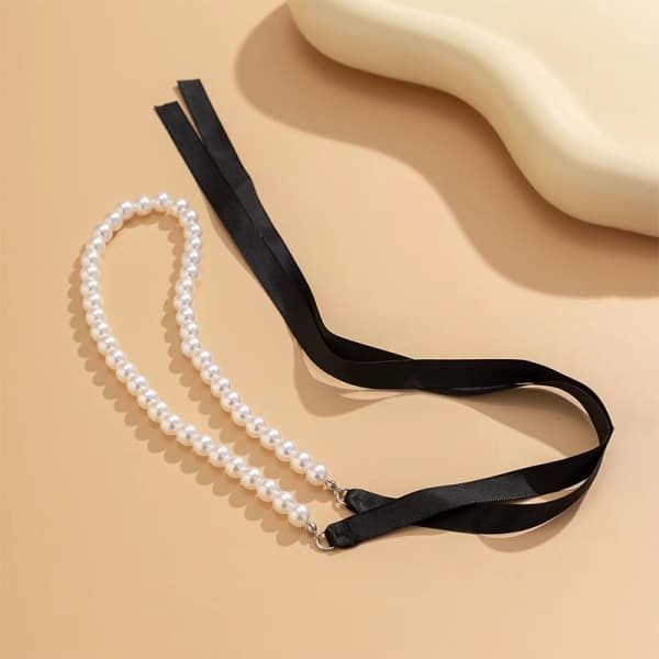Elegant sort fløjlsbånd sløjfe choker halskæde til kvinder W