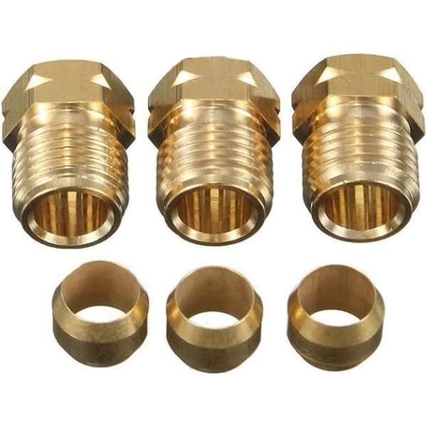 3-vägs T-stycke bromsslang med 3 M10 hanmuttrar koppar kort metrisk