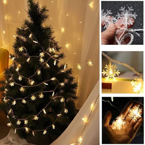 Julepynt Snøflak Lyslenke Juleranse Holid Warm White