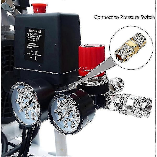 Lufttryksregulator Trevejsventil 175psi 12bar 1/4 Tomme Lufttryksmåler Regulator Til Kompressor (ny 3-vejsventil)