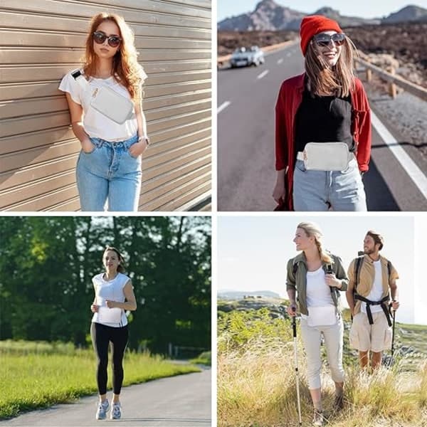Bumbag til damer, Fanny Pack til kvinder Sort modetaske til vandreture Løb Gåture grey
