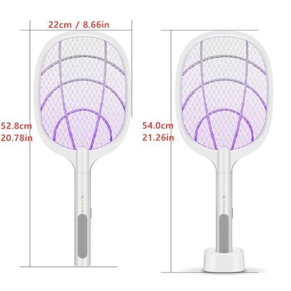 Elektrisk myggracket – USB-uppladdningsbar – Batteridisplayfunktion – Vit White Grey