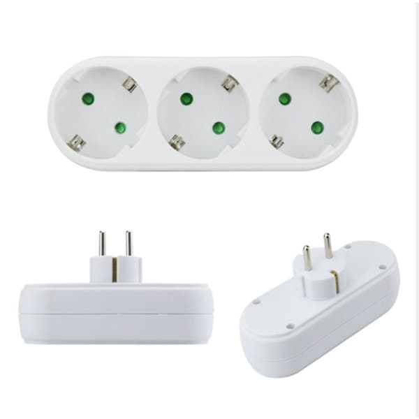3-vejs stikadapter, 3-vejs multi-stik til væg eller skrivebord