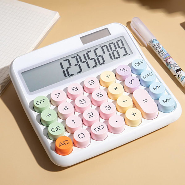 12-cifret standard lommeregner med stort LCD-display, solenergi og batteri, bordlommeregner til kontor, hjem, skole (inkluderer ikke batteri) -C